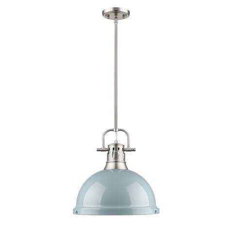 Golden Lighting Duncan Seafoam/Silvertone Steel 1-light Pendant Fixture