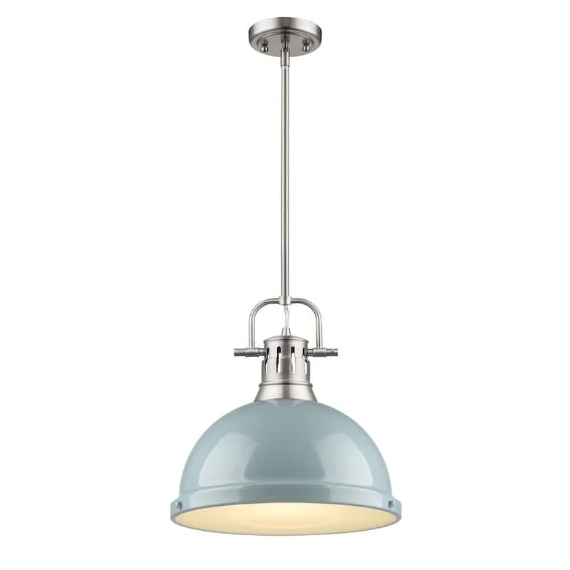 Golden Lighting Duncan Seafoam/Silvertone Steel 1-light Pendant Fixture