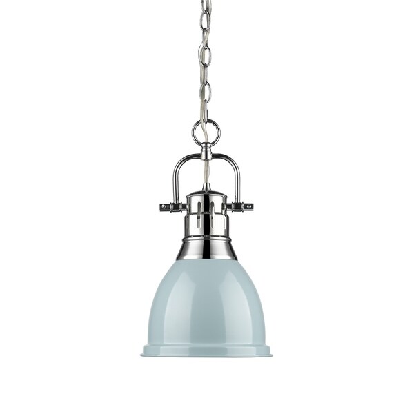 Golden Lighting Duncan Chrome Finished Steel Small Pendant Golden Lighting Duncan Chrome Finished Steel Small Pendant Light Fixture With Chain And Seafoam Metal