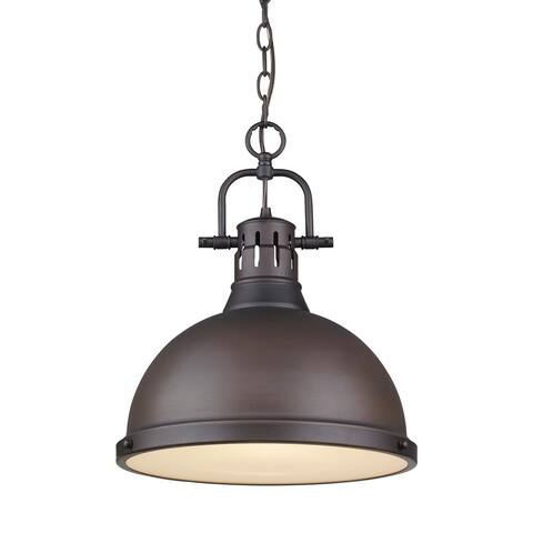 Golden Lighting Duncan Steel 1-light Pendant with Rubbed-bronze Chain and Shade