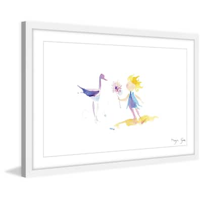 Marmont Hill - 'Crane Girl' by Maya Gur Framed Painting Print - Multi-Color