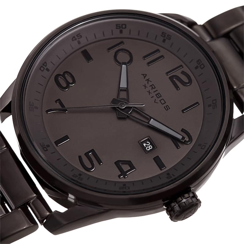 Akribos XXIV Men's Quartz Date Stainless Steel Easy-to-Read Brown Bracelet Watch