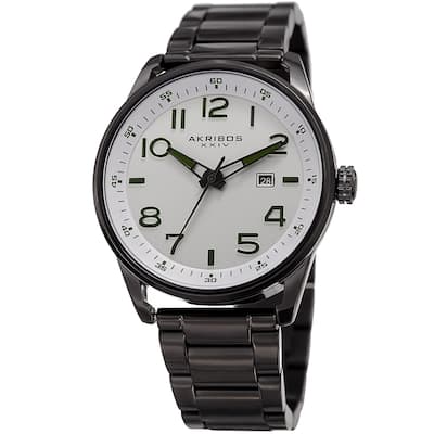 Akribos XXIV Men's Quartz Date Stainless Steel Easy-to-Read Black Bracelet Watch