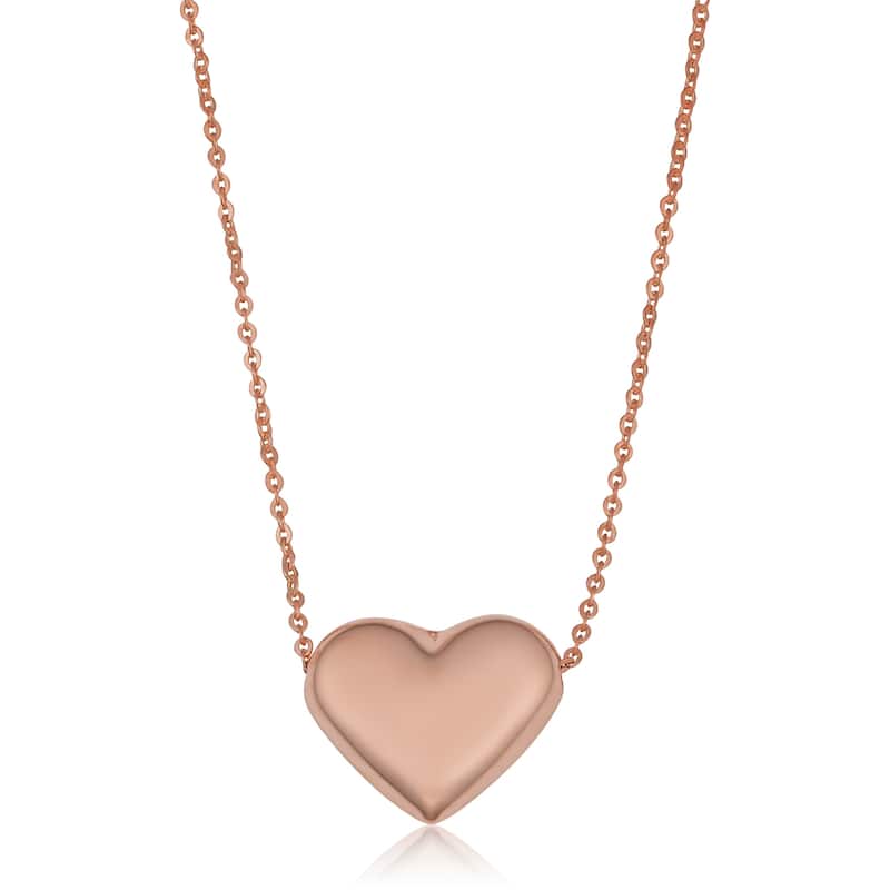 Fremada 10k Gold Heart Necklace (18 inches) - Rose