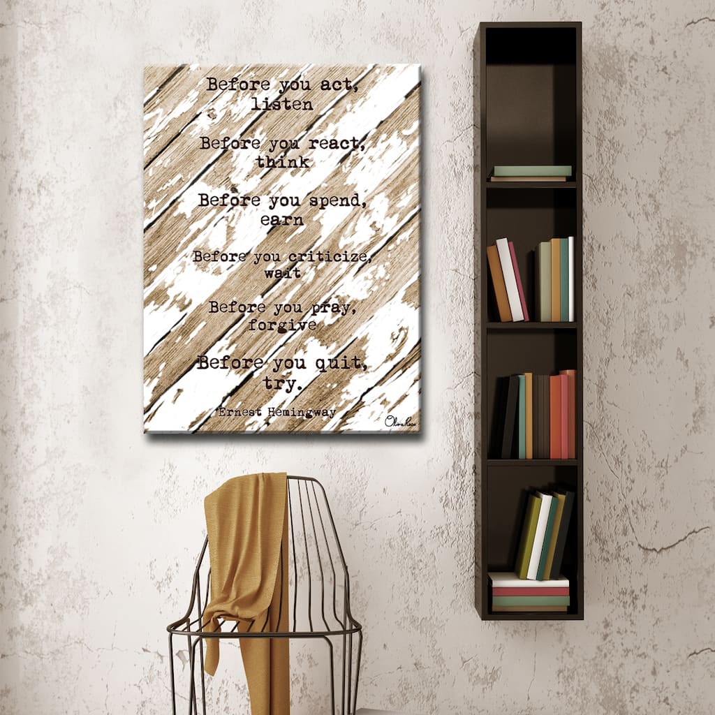 Ernest Hemingway - 'Before' Inspirational Canvas Art by Olivia Rose