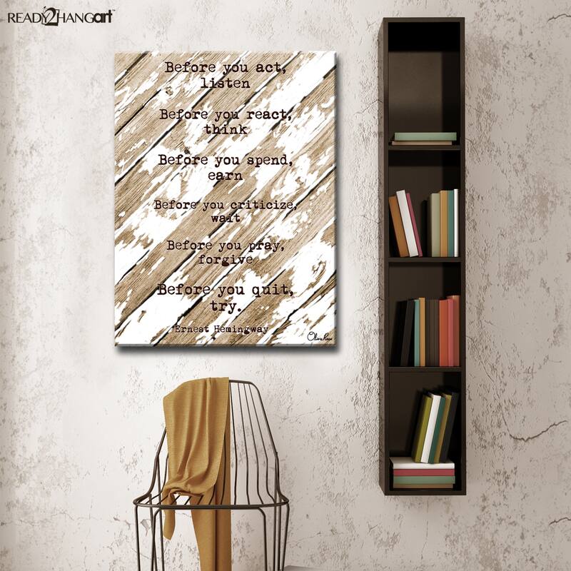 Ernest Hemingway - 'Before' Inspirational Canvas Art by Olivia Rose
