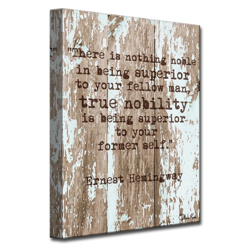 Ernest Hemingway - 'Nobility' Inspirational Canvas Art by Olivia Rose