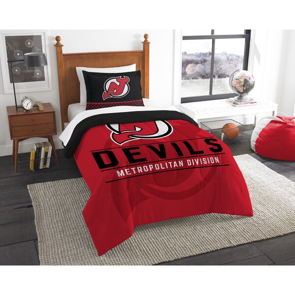 The Northwest Company NHL New Jersey Devils Red/Black/White Twin 2-piece Comforter Set