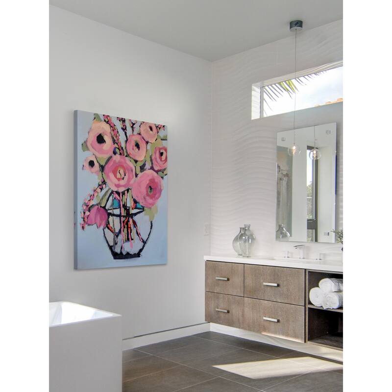 Marmont Hill - 'Lots of Pink Flowers' by Michelle Rivera Painting Print on Wrapped Canvas - Multi-Color