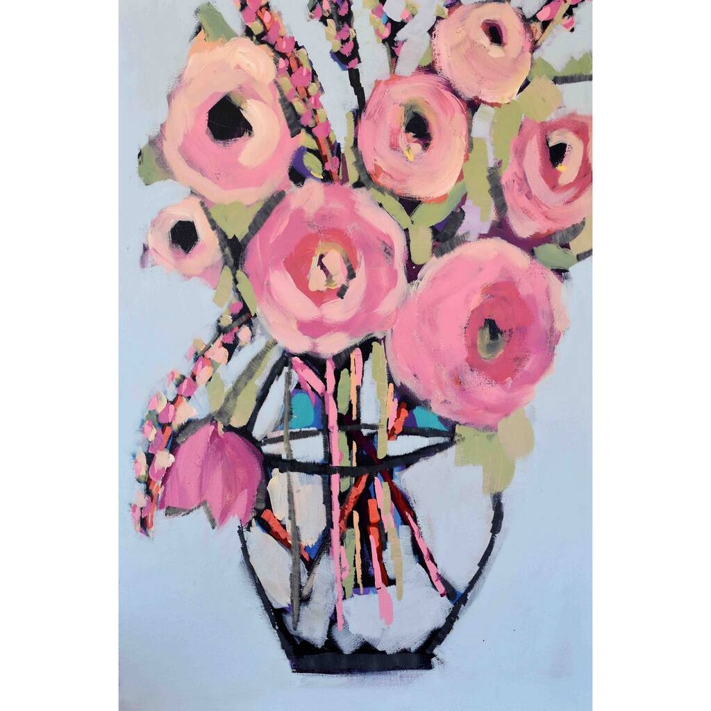 Marmont Hill - 'Lots of Pink Flowers' by Michelle Rivera Painting Print on Wrapped Canvas - Multi-Color