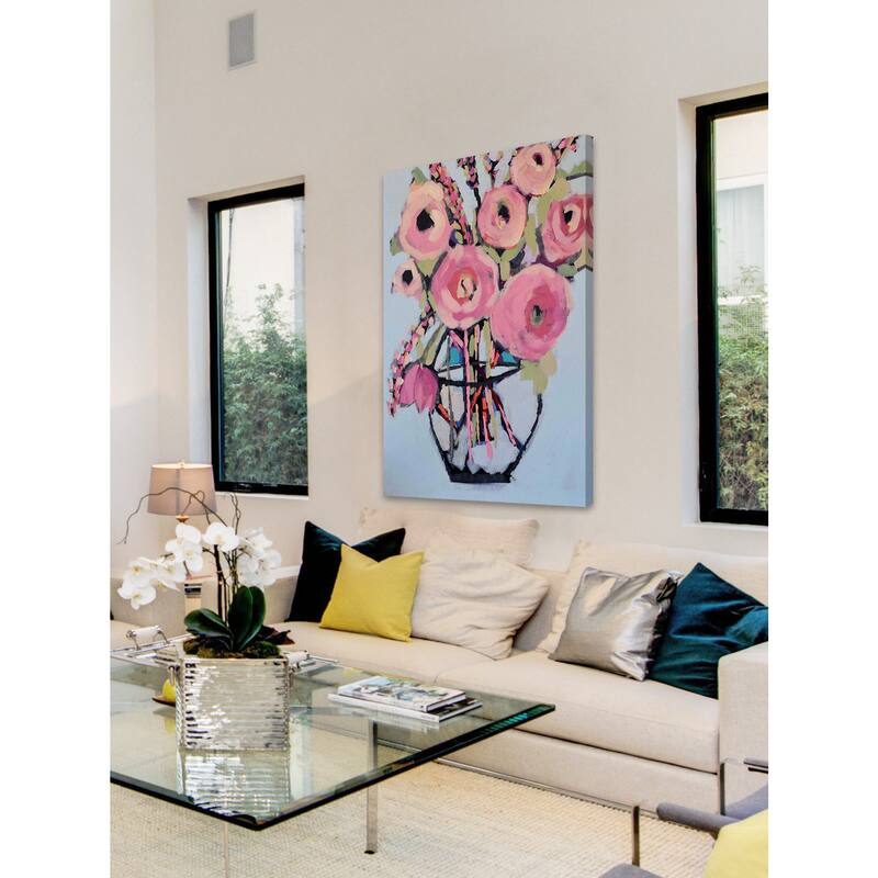 Marmont Hill - 'Lots of Pink Flowers' by Michelle Rivera Painting Print on Wrapped Canvas - Multi-Color