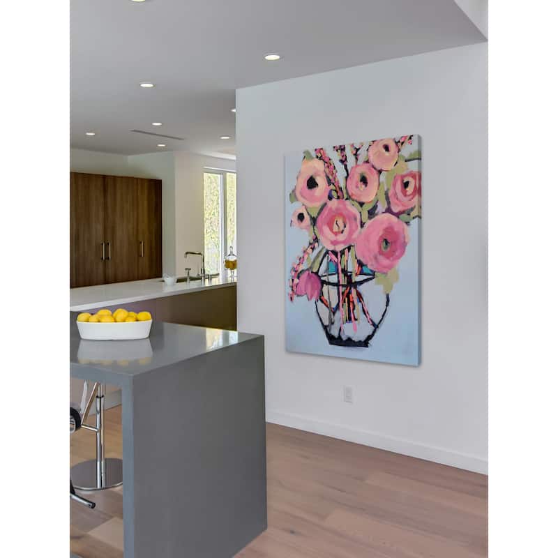 Marmont Hill - 'Lots of Pink Flowers' by Michelle Rivera Painting Print on Wrapped Canvas - Multi-Color