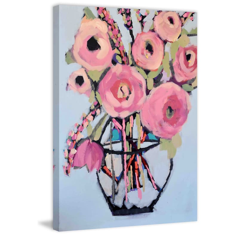 Marmont Hill - 'Lots of Pink Flowers' by Michelle Rivera Painting Print on Wrapped Canvas - Multi-Color