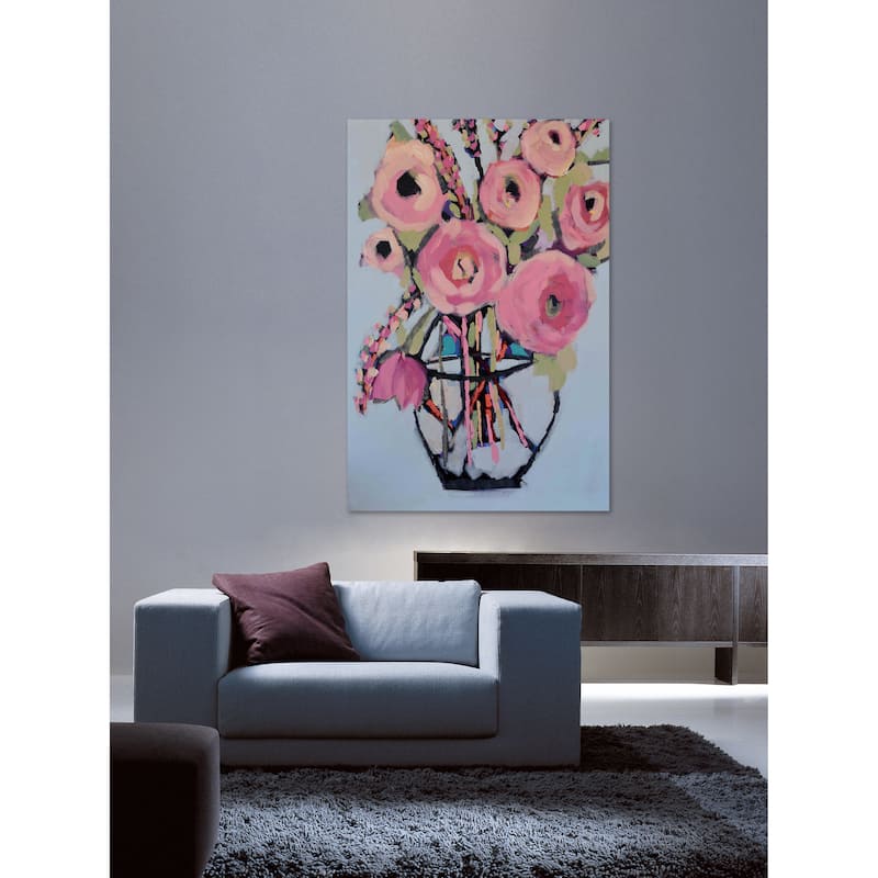 Marmont Hill - 'Lots of Pink Flowers' by Michelle Rivera Painting Print on Wrapped Canvas - Multi-Color