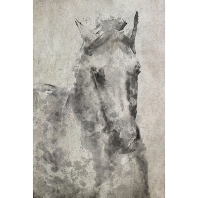 Marmont Hill - 'White Grey Horse' by Irena Orlov Painting Print on Wrapped Canvas - Multi-Color