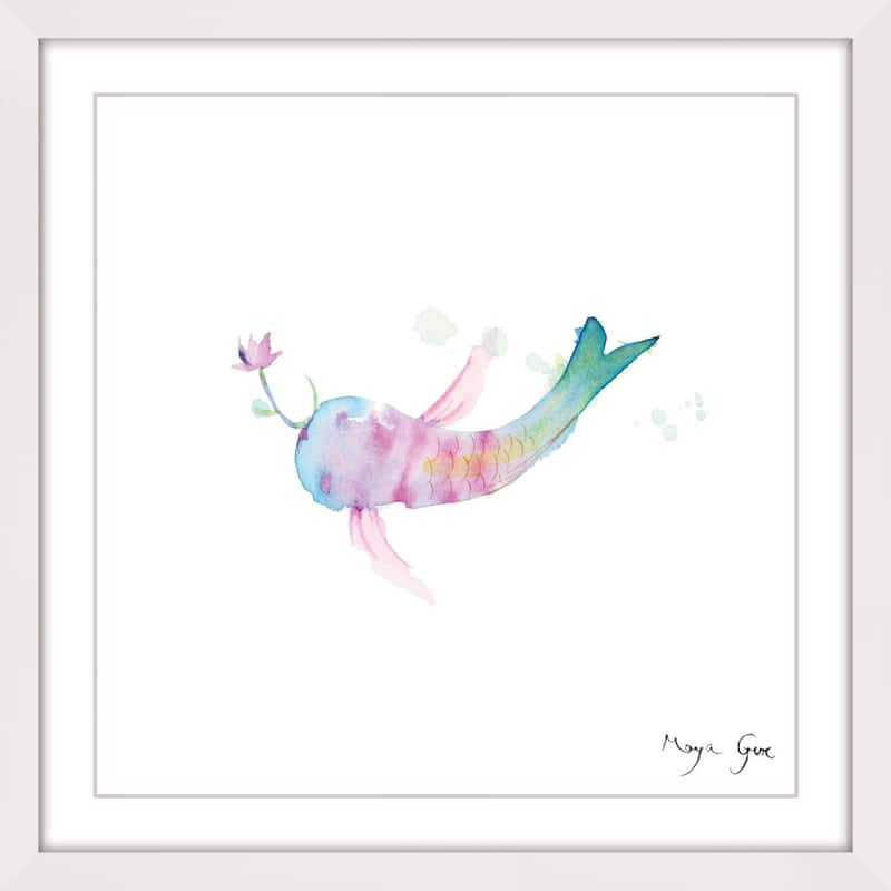 Marmont Hill - 'Watercolor Fish' by Maya Gur Framed Painting Print - Multi-Color - 40 x 40