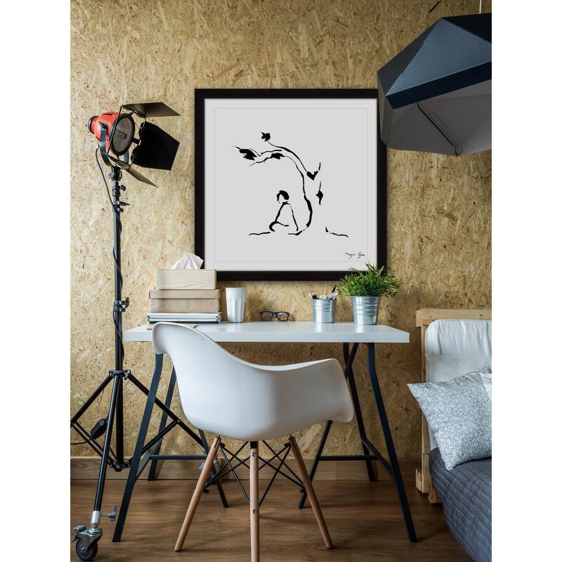 Marmont Hill - 'Meditation under Tree' by Maya Gur Framed Painting Print - Multi-Color