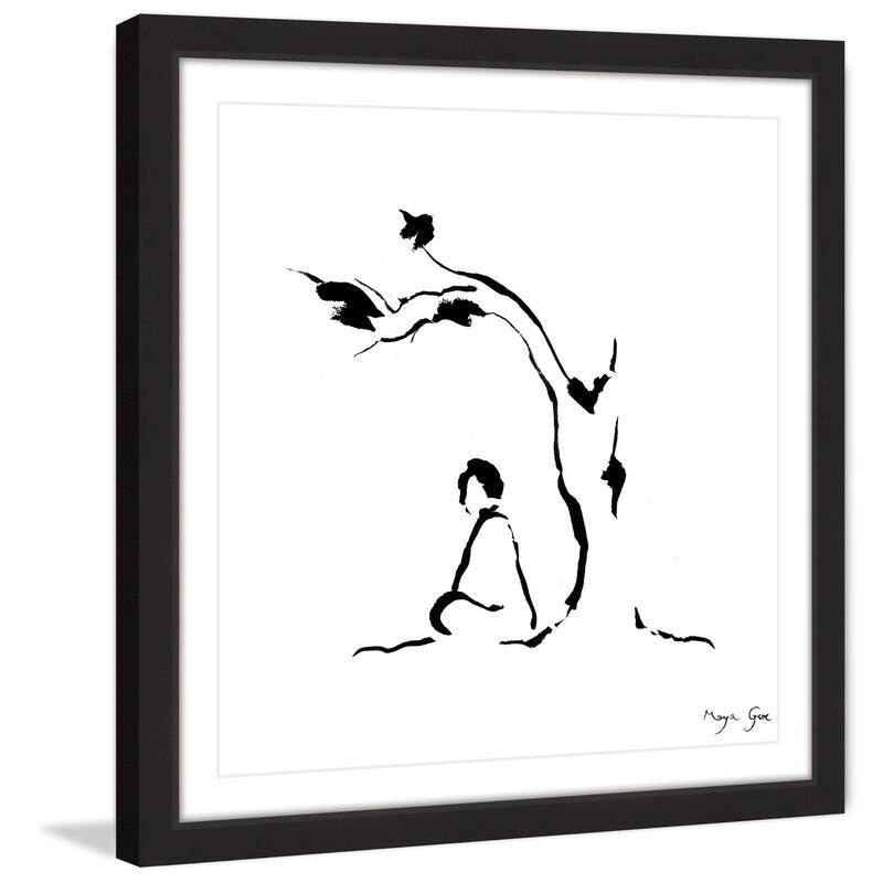 Marmont Hill - 'Meditation under Tree' by Maya Gur Framed Painting Print - Multi-Color