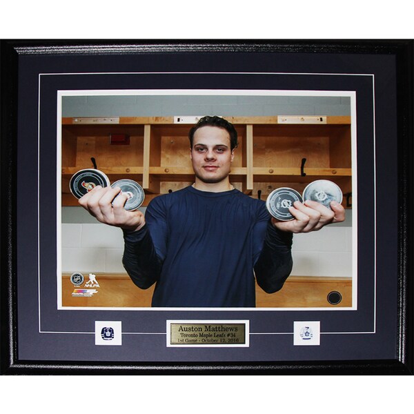Auston Matthews Toronto Maple Leafs 1st Game 4 Goals Record Photo in 16x20 Frame