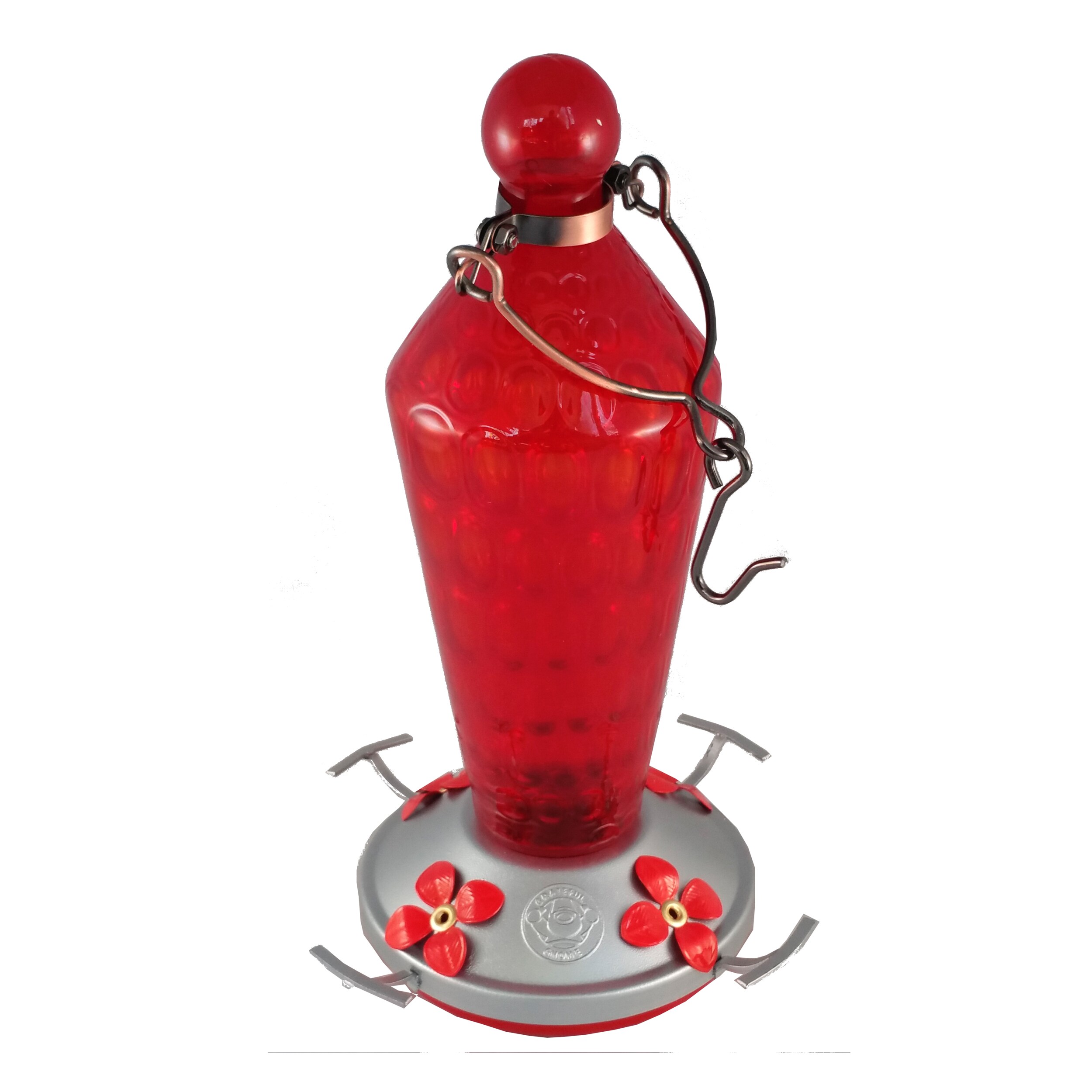 Shop Red Antique Wand Glass Hummingbird Feeder Free Shipping On