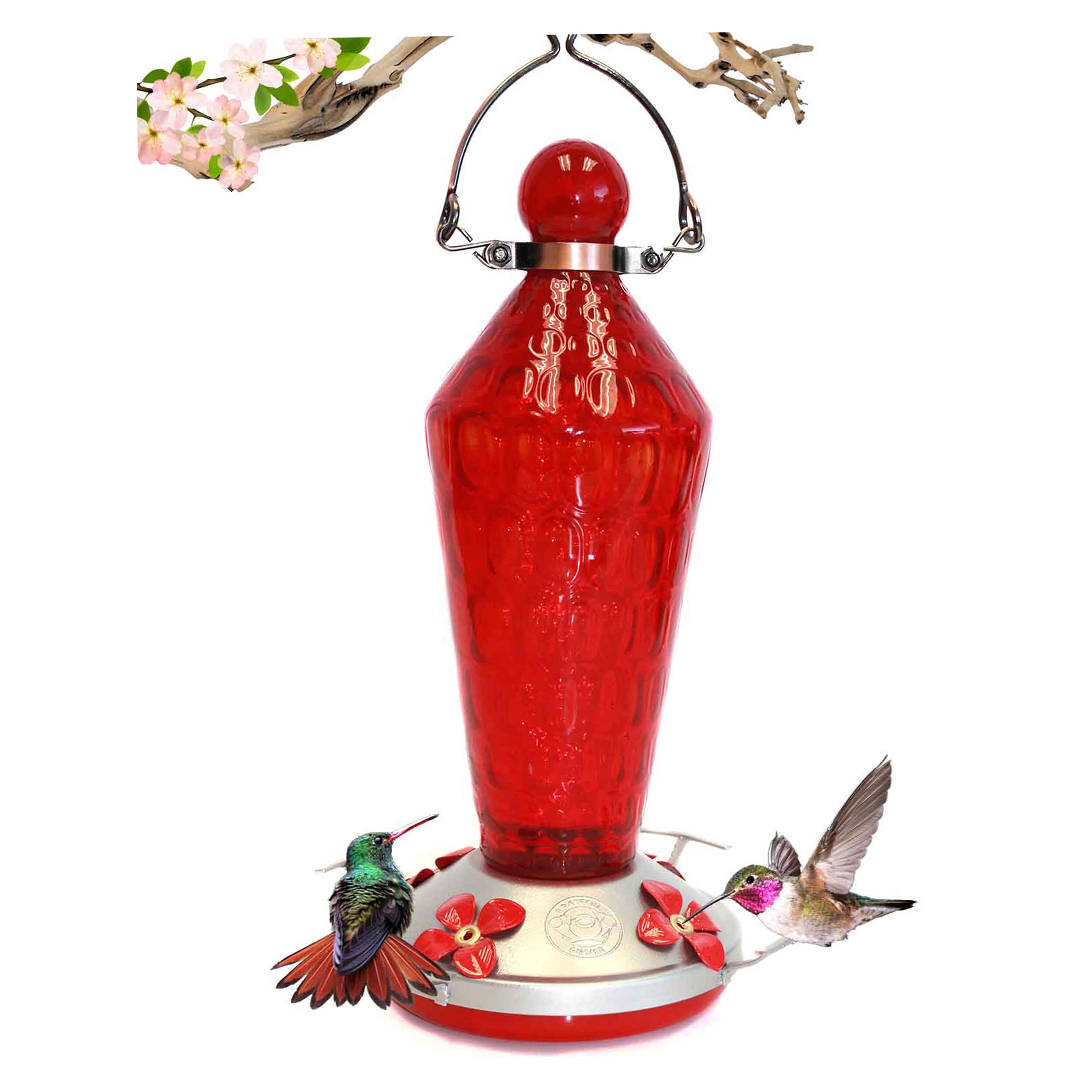 Shop Red Antique Wand Glass Hummingbird Feeder Free Shipping On