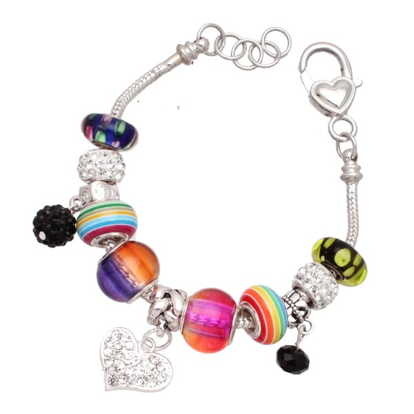 "Punky Pop" Silver Interchangable Big Hole Charm Bracelet