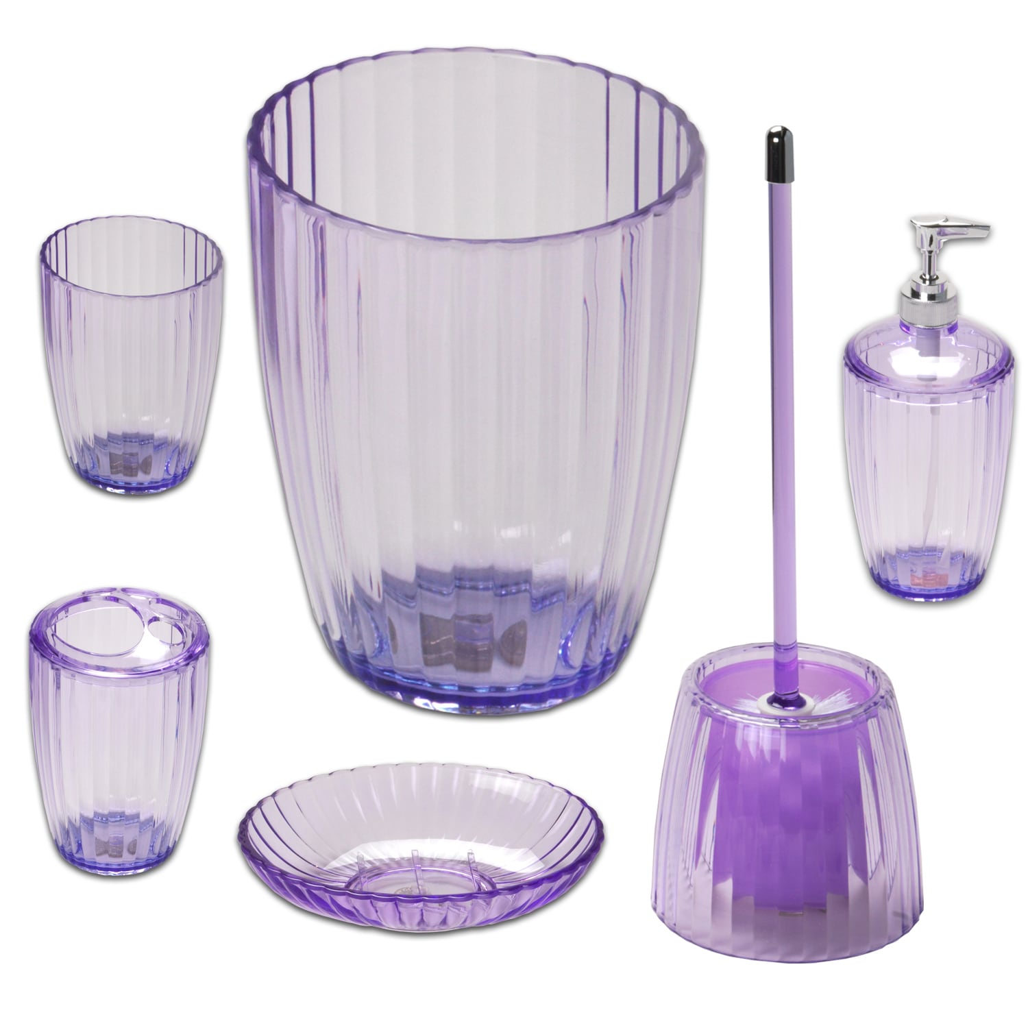 Clear Acrylic Purple Bathroom Accessories Set 