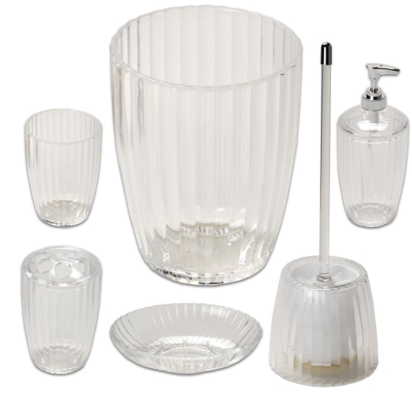 Ribbed Acrylic Bath Accessory Set or Separates - Overstock ...