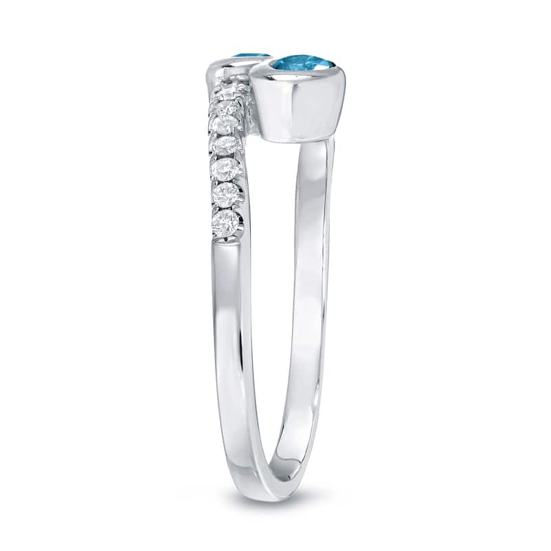 Auriya 14k Gold 1/2ct TDW Round 2-Stone Blue Diamond Engagement Ring (H-I, SI2-SI3)