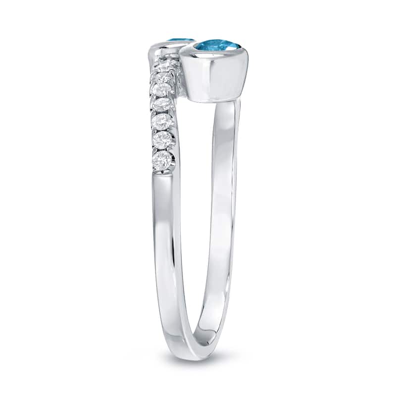 Auriya 14k Gold 1ct TDW Round 2-Stone Blue Diamond Engagement Ring