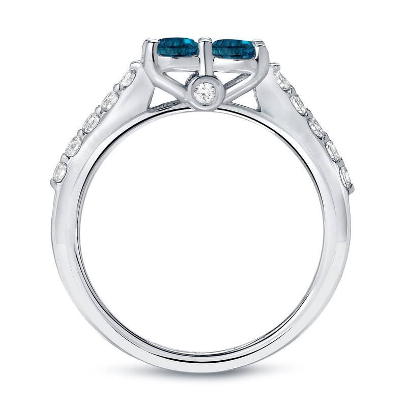Auriya 14k Gold 1/2ct TDW Round 2-Stone Blue Diamond Engagement Ring