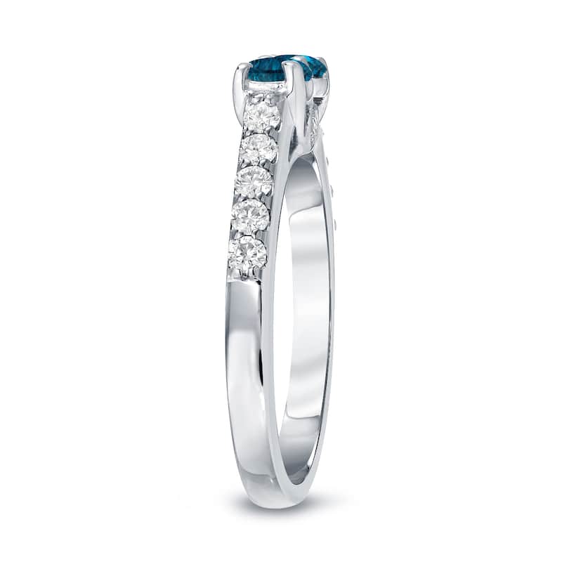 Auriya 3/4ctw Round 2 Stone Blue Diamond Ring 14k Gold