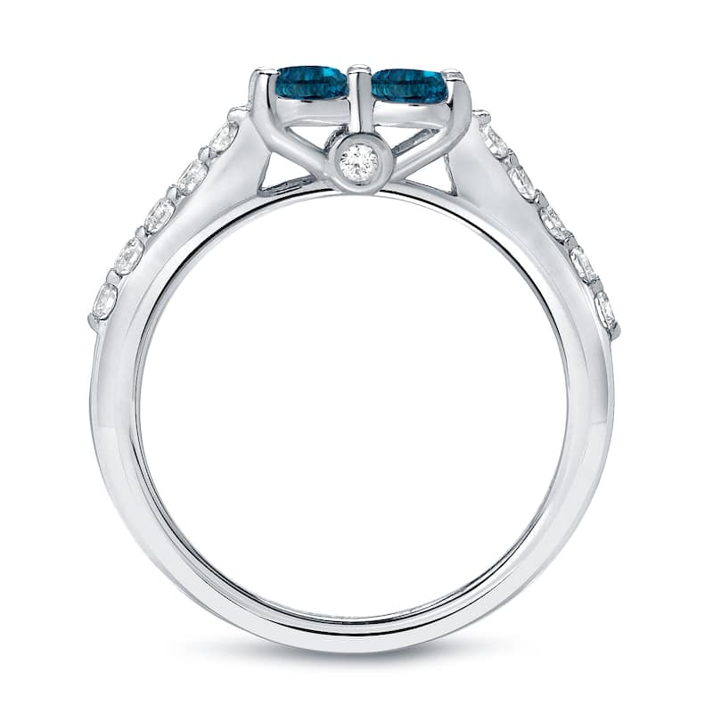 Auriya 3/4ctw Round 2 Stone Blue Diamond Ring 14k Gold