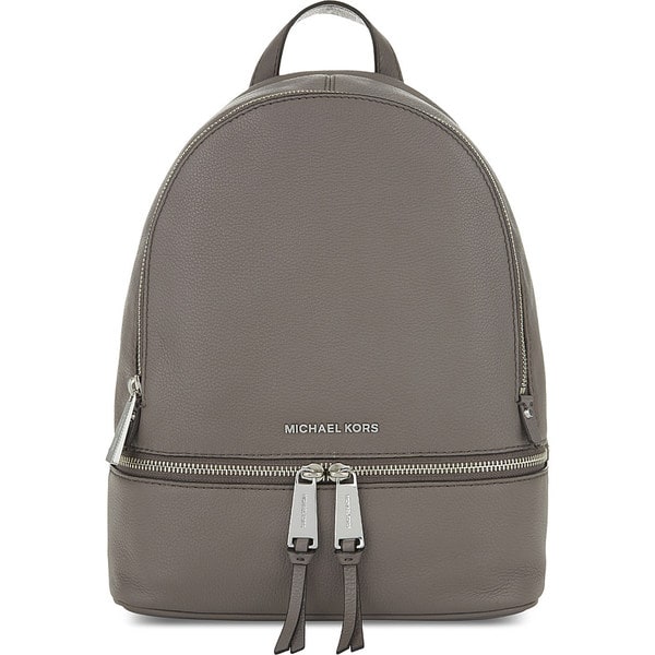 Michael Kors Women&#39;s Rhea Cinder Grey Leather Small Zip Backpack - Free Shipping Today ...