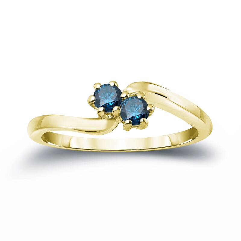 Auriya 14k Gold 1/2ct TDW Round 2-Stone Blue Diamond Engagement Ring
