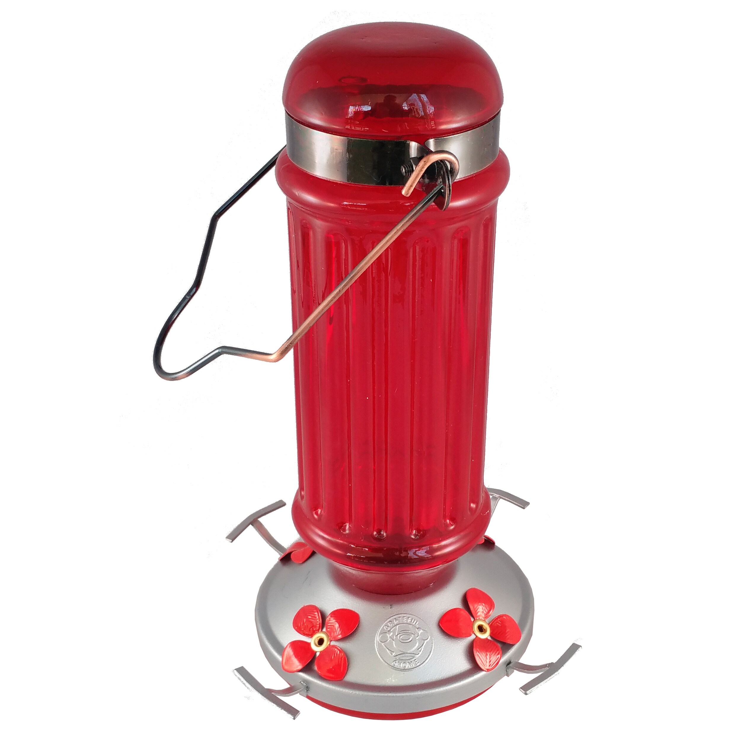 Shop Red Antique Bottle Glass Hummingbird Feeder Free Shipping