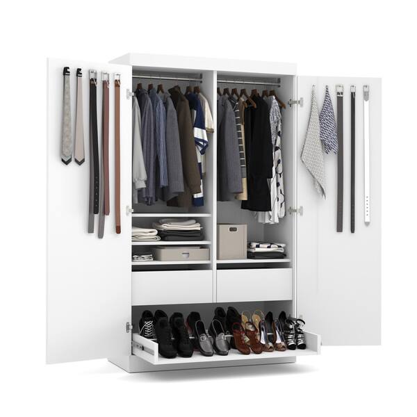 Shop Pur By Bestar 2 Door Armoire With Pullout Shoe Rack On Sale Overstock 13330805