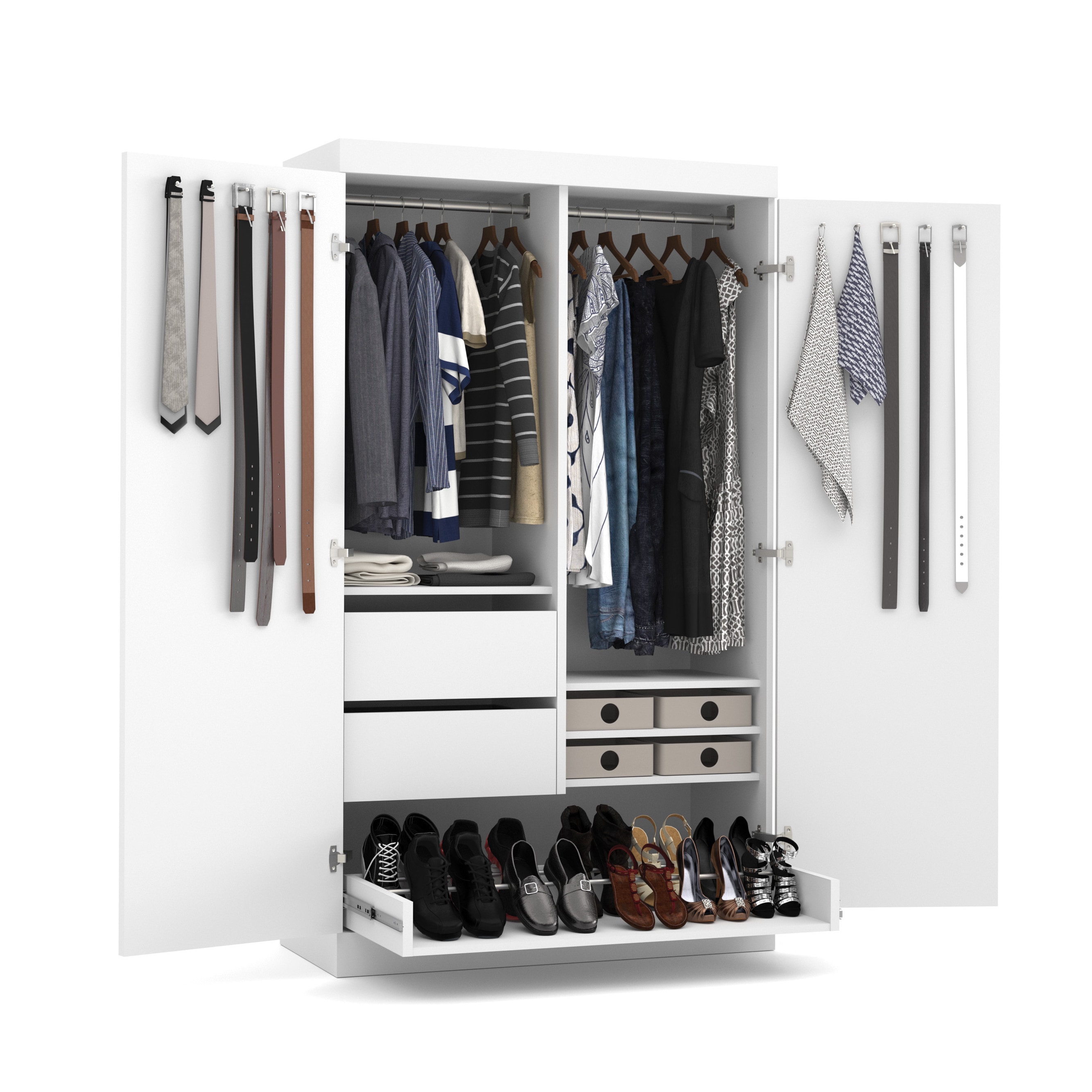 Shop Black Friday Deals On Pur By Bestar 2 Door Armoire With Pullout Shoe Rack Overstock 13330805 White