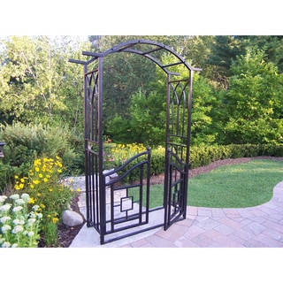 Top Product Reviews For Oakland Living Corporation London Black Iron Arbor With Gate 13330931 Overstock