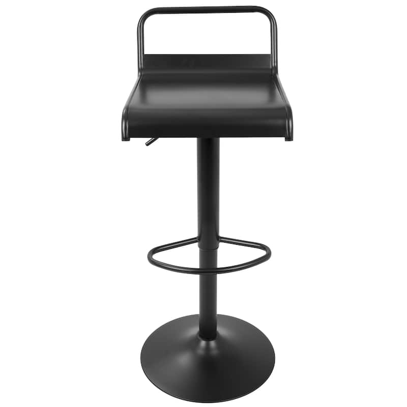 Lumisource Emery Industrial Adjustable Barstool with Swivel in Black - Set of 2 - 16.5"Lx15.5"Wx29.5-37.5"H