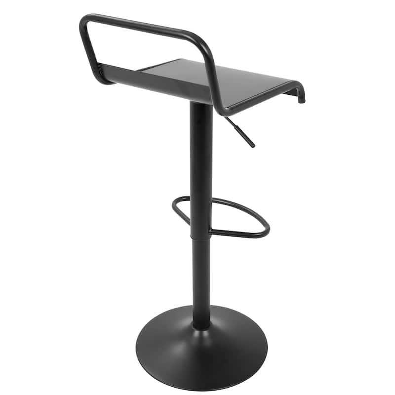 Lumisource Emery Industrial Adjustable Barstool with Swivel in Black - Set of 2 - 16.5"Lx15.5"Wx29.5-37.5"H
