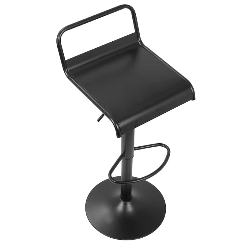 Lumisource Emery Industrial Adjustable Barstool with Swivel in Black - Set of 2 - 16.5"Lx15.5"Wx29.5-37.5"H
