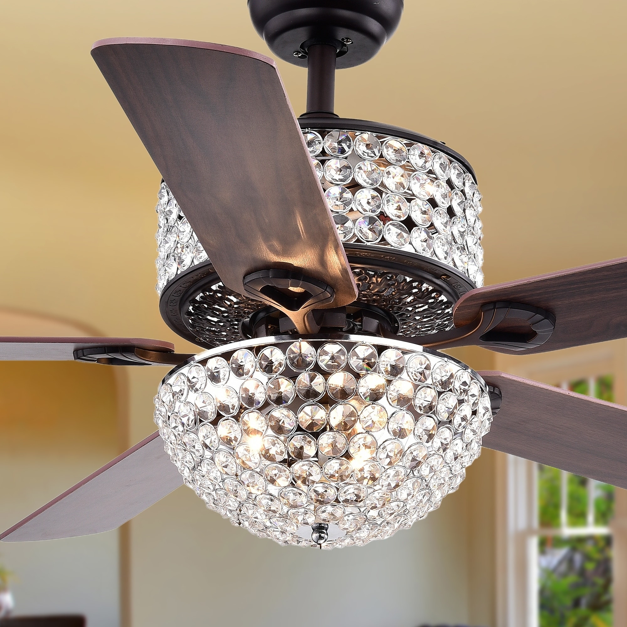 Warehouse of Tiffany Laure Crystal 6-light Crystal 5-blade 52-inch Ceiling Fan