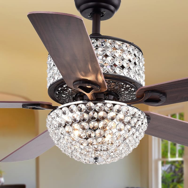 Laure Crystal 6-light Crystal 5-blade 52-inch Ceiling Fan