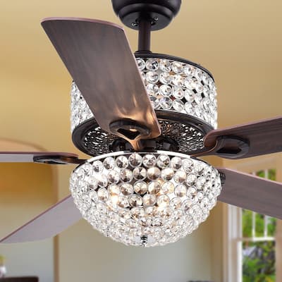 Laure Crystal 6-light Crystal 5-blade 52-inch Ceiling Fan