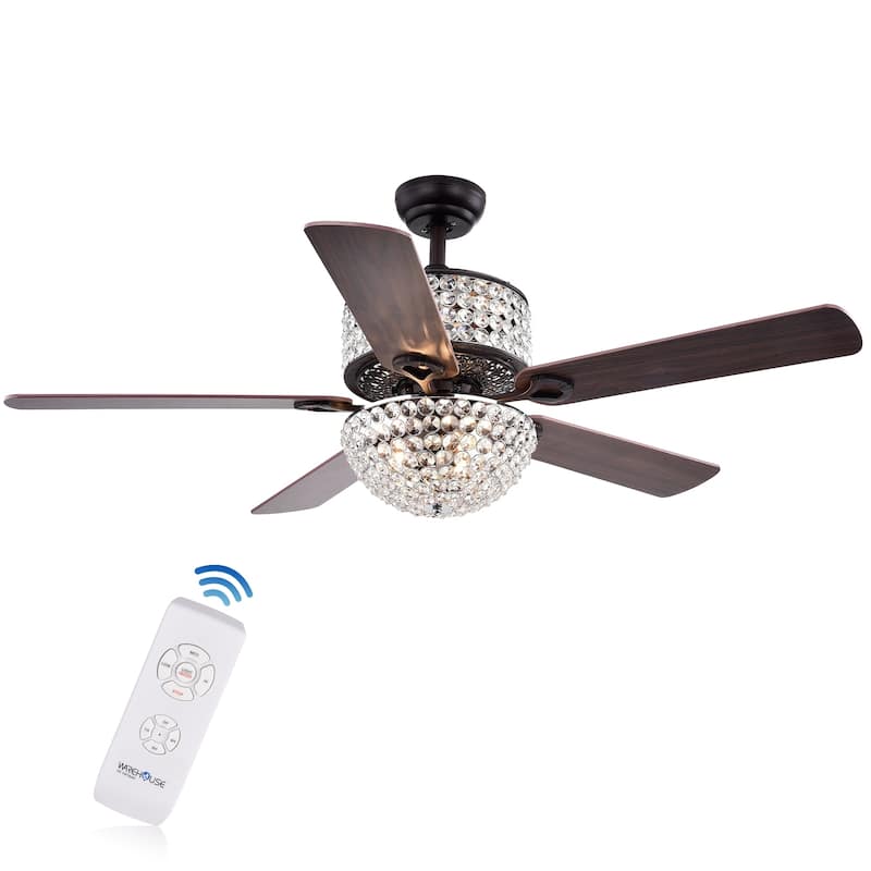 Laure Crystal 6-light Crystal 5-blade 52-inch Ceiling Fan
