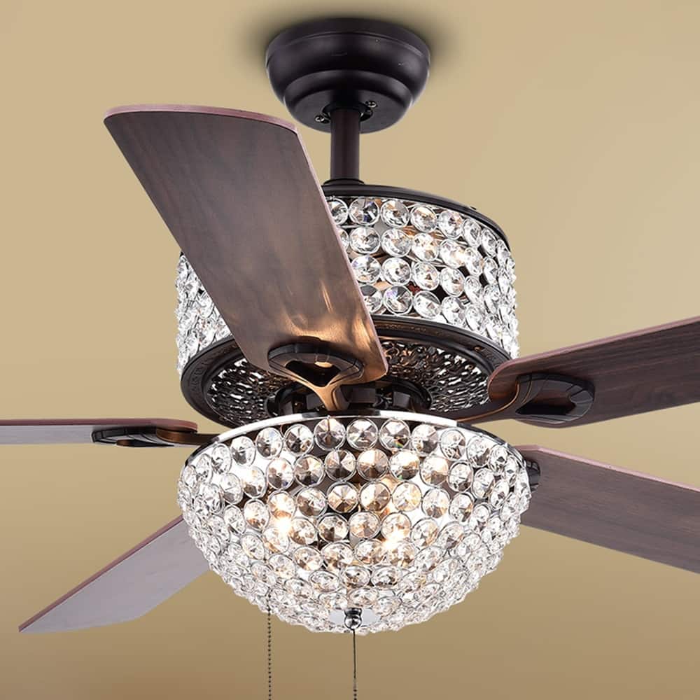Laure Crystal 6-light Crystal 5-blade 52-inch Ceiling Fan