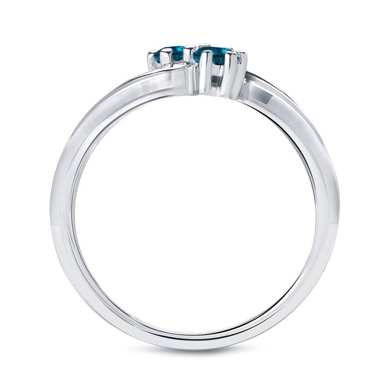Auriya 3/4ctw Round 2 Stone Blue Diamond Ring 14k Gold