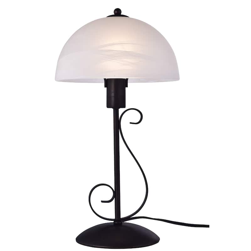 Zan White Glass 19-inch Antique Bronze Table Lamp