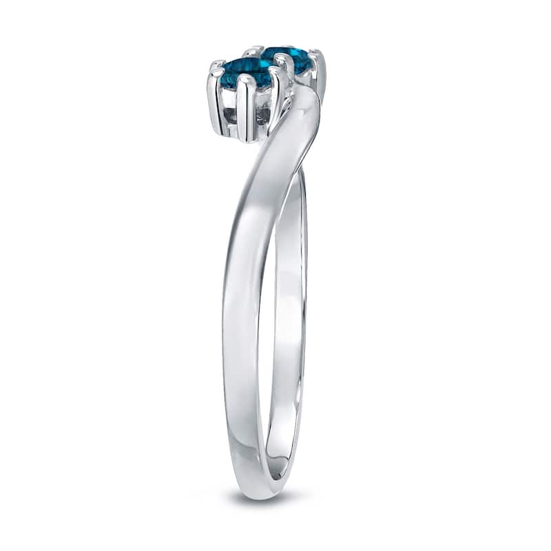 Auriya 1ctw Round 2 Stone Blue Diamond Ring 14k Gold